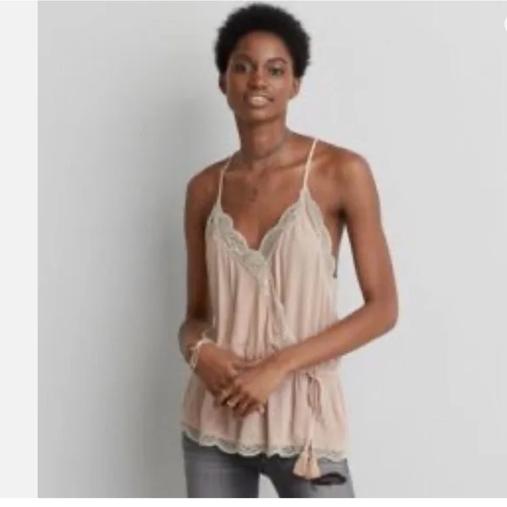 American Eagle Blush Pink Peplum Cami Sz M